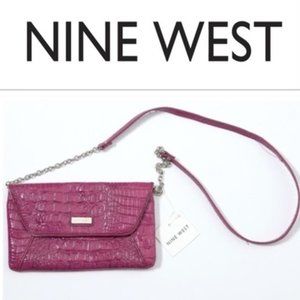 Nine West Croc Embossed Crossbody Pink P…